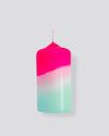 Dip Dye Neon Pillar Candle - Peppermint Tower
