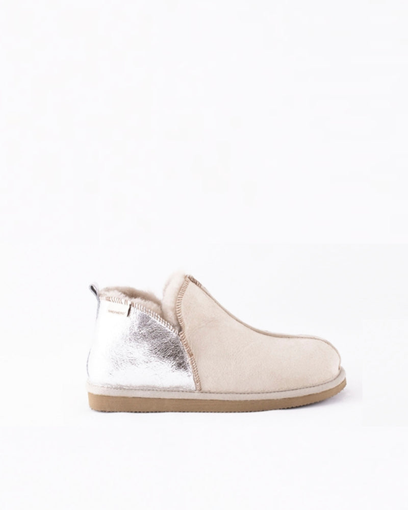 Annie Honey and Silver Sheepskin Slipper Boots