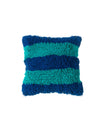 Tufted Turquoise and Blue Striped Cushion