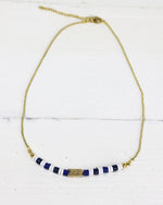 Navy and White beaded necklace