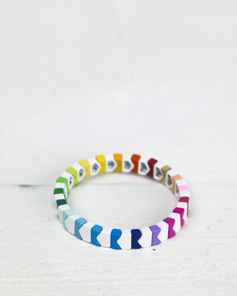 Rainbow and White Tile Bracelet